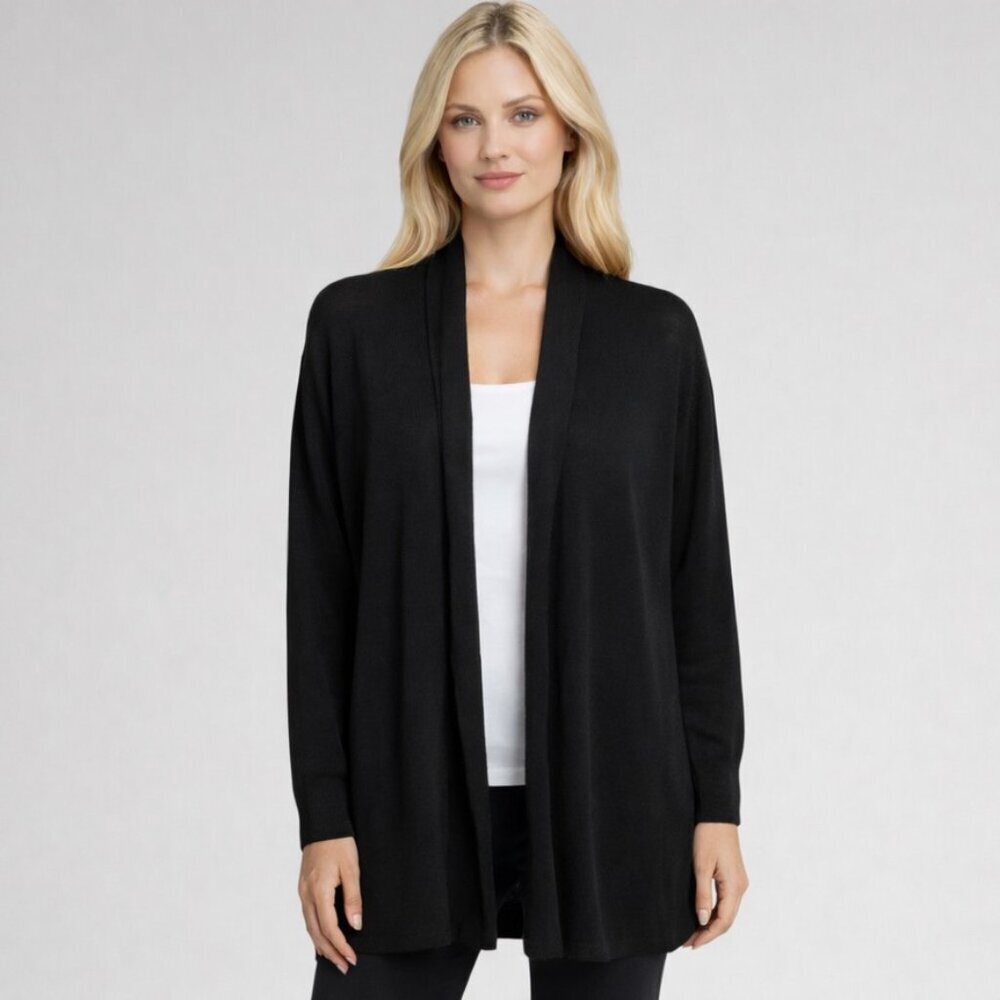Gretchen Scott Black open cardigan sweater size Small viscose nylon blend